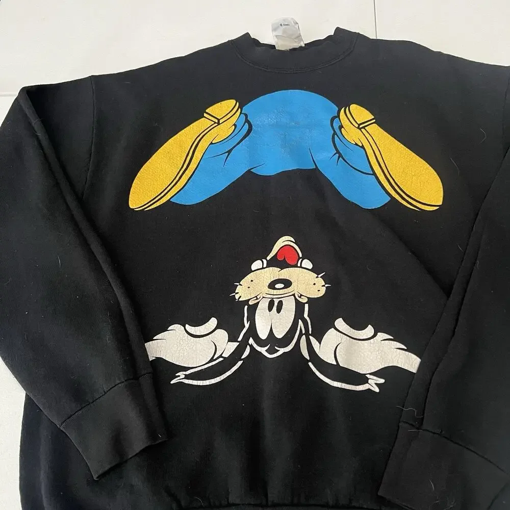 Mickey & Co Disney Sweatshirt Sz L Made In USA Upside Down Goofy Vintage Rare